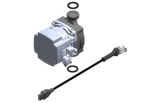 Bosch Pumpe in kompakter Bauform mit elektrischem Anschlusskabel und Gummidichtungen, zur Verwendung in verschiedenen Anwendungen.